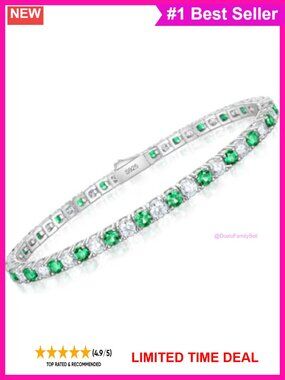 Moissanite Emerald Tennis Bracelet 925 Silver 3mm Stackable